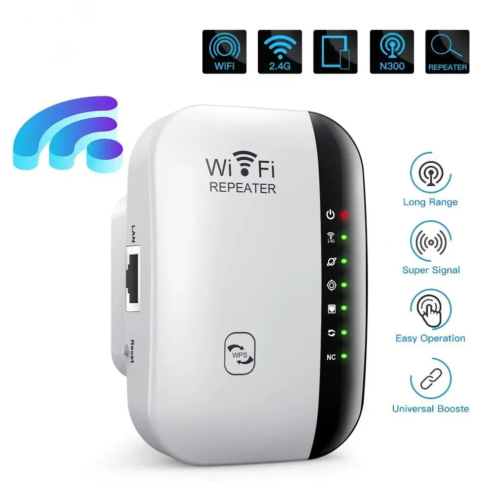 Совершенно новый 7 -ламп 300 Мбит / с беспроводной Wi -Fi Repeater 2,4G Router Extender - Кипр