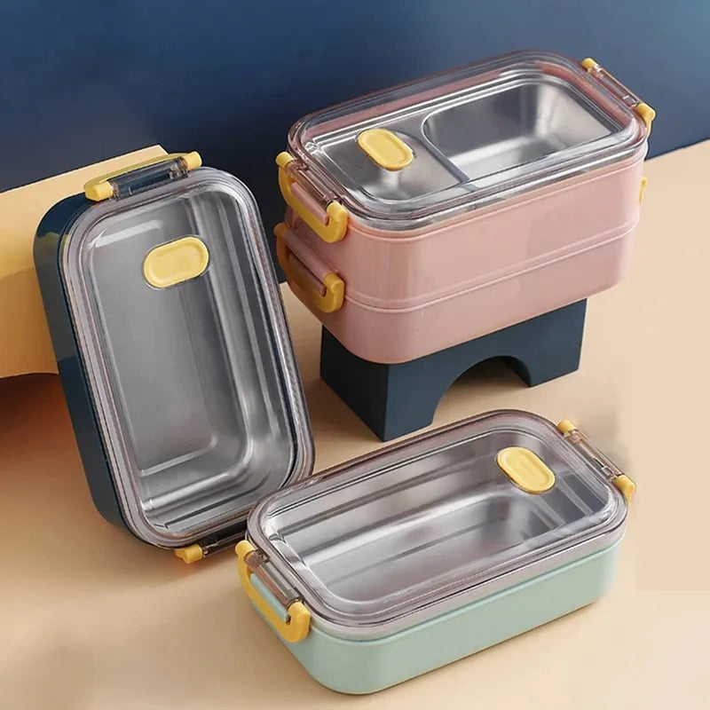 Büro -Picknick Bento Box Edelstahl tragbare Bento Lunchbox für Kinderschule Kinder Salat Frucht Lebensmittel Lagerbehälter Container Box