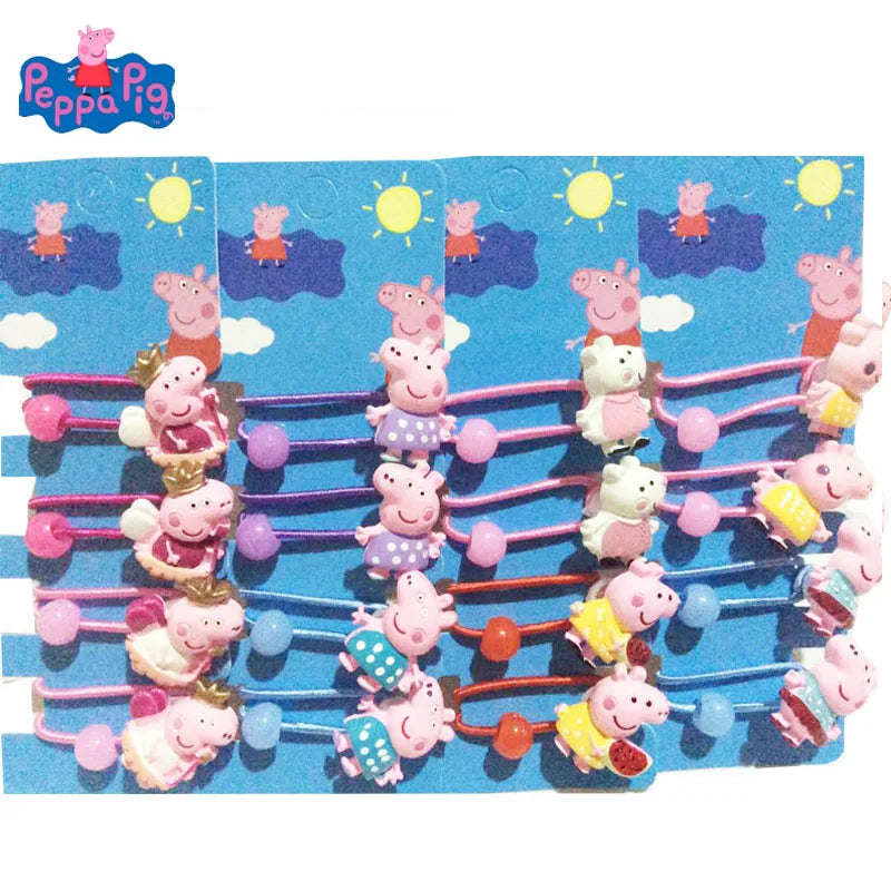🔵 Kawaii Peppa Pig Hairpin & Rubber Band Set - Kid Birthday Gift - Cyprus