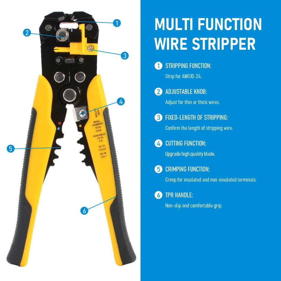 Crimper Cutter Cutter Ρυθμιζόμενο αυτόματο σύρμα Stripper πολυλειτουργική απογύμνωση