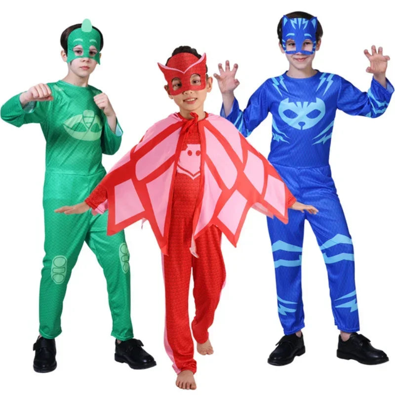 Night Hero Jumpsuits Cosplay Costume with Mask for Kids Halloween Carnival - Cyprus