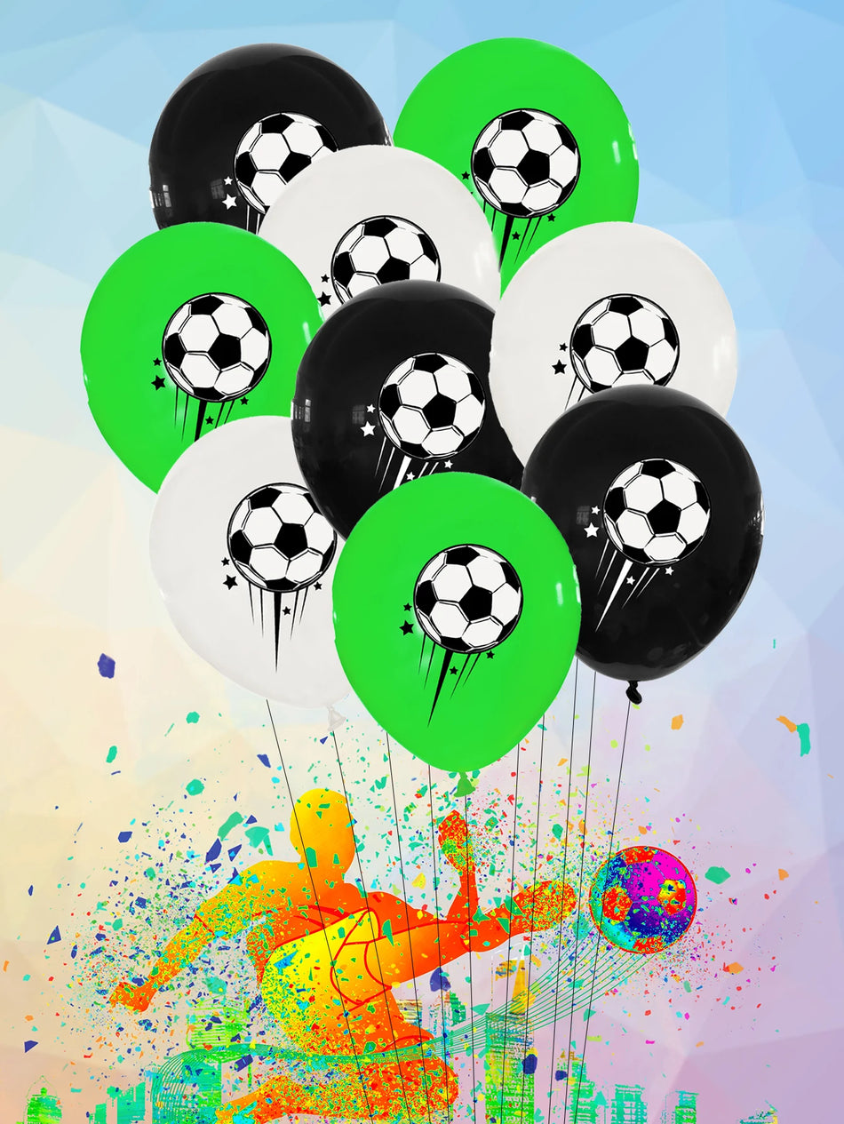 🔵 Futbol Teması 12 inç lateks balonlar Çocukların Doğum Günü Partisi Dekorasyonu için Set - Kıbrıs
