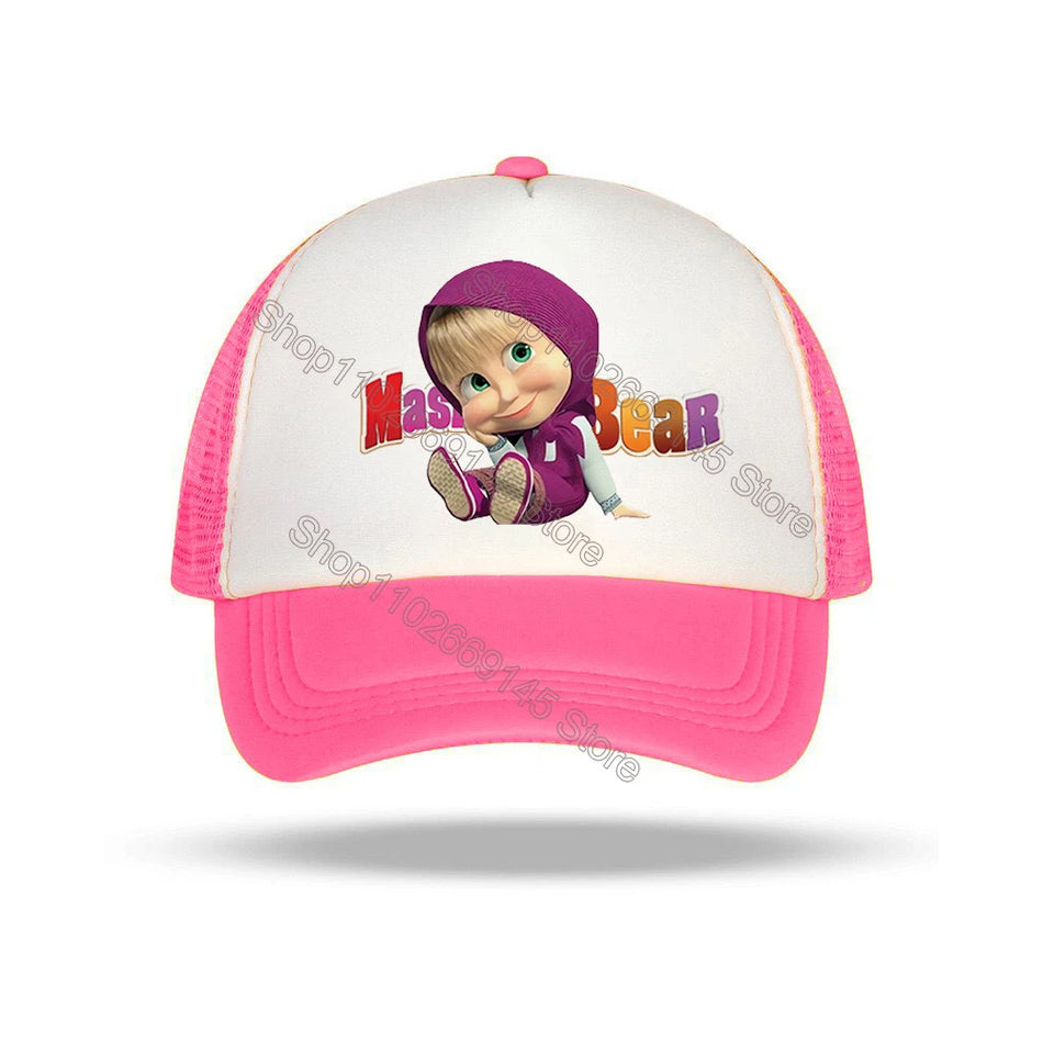 🔵 Masha ve Bear Beyzbol Kapağı Çocuk Örgü Şapkası - Disney Kıbrıs