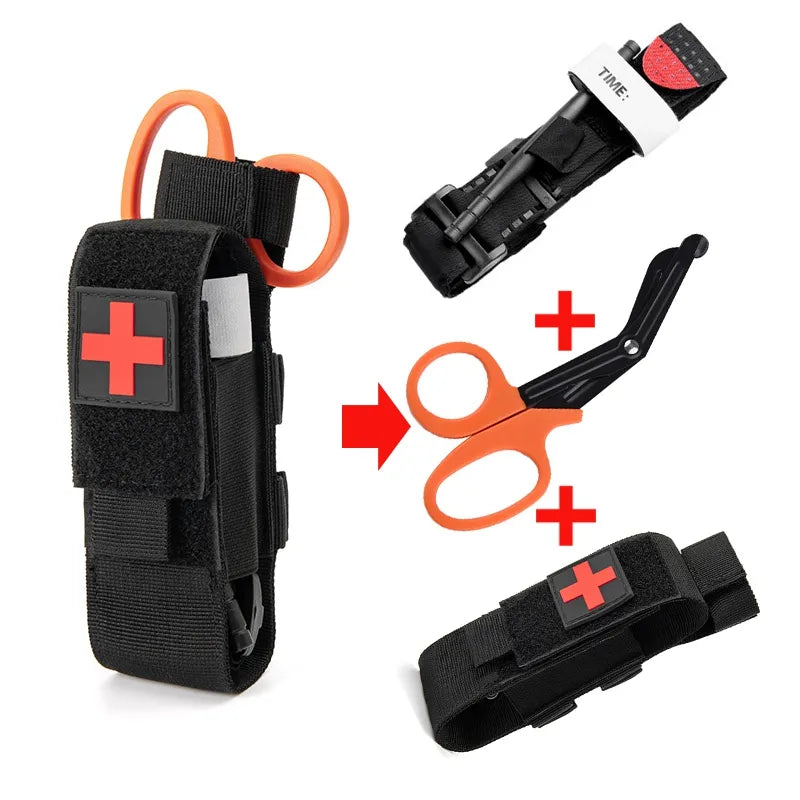 Tactical Cat First Aid Kit Medical Tourniquet Scissors Molle Storage Trauma Bracket Set Military Survival Tool  Accessories Gear