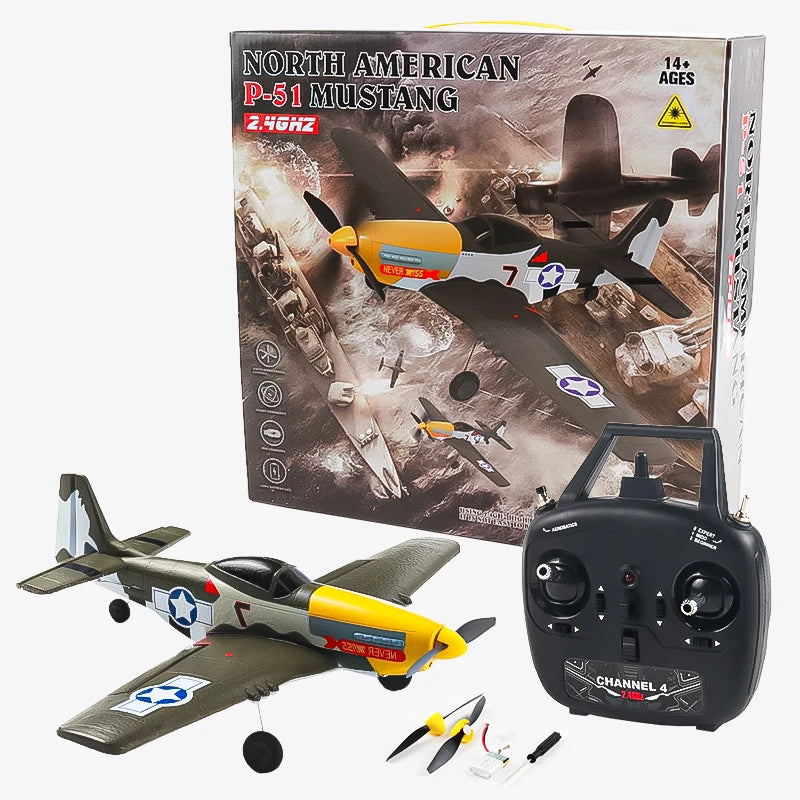 Avion RC en mousse P51 Mustang - Chasseur acrobatique prêt à voler 4CH 