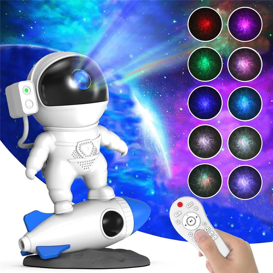 Uzaktan kumanda ve Bluetooth hoparlörlü astronot Galaxy Star Projector