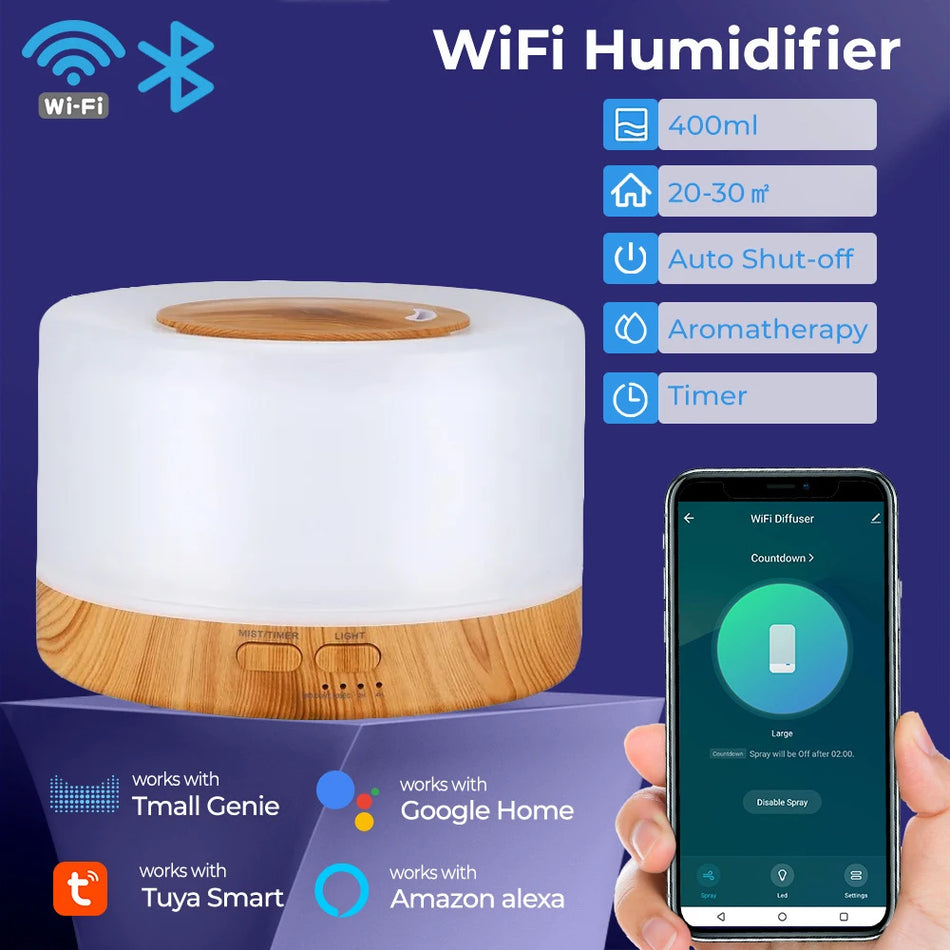 Tuya WiFi Smart Home Humidifier ناشر الزيوت العطرية الأساسية - تحكم سهل وأجواء هادئة - قبرص