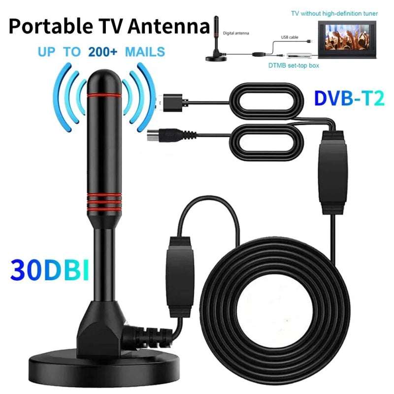 30DBI Portable HD TV Antenna with Amplifier for Indoor and Outdoor Use - Cyprus