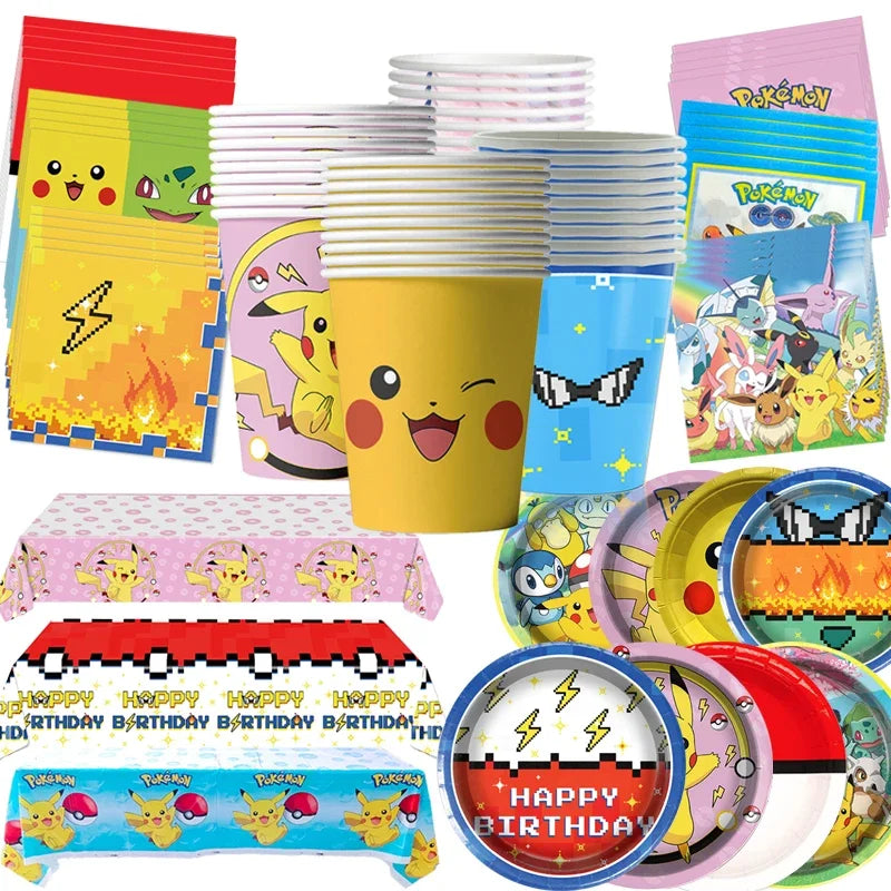🔵 Pokemon Pikachu Party Supplies Tableware Set - Cyprus
