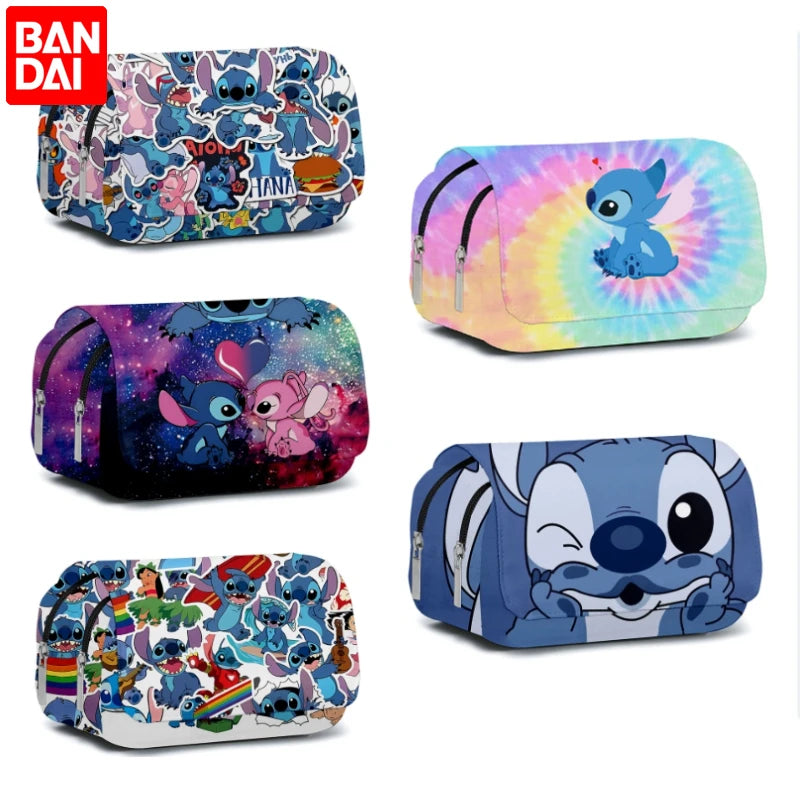 Bandai Stitch Büyük kapasiteli flep kalem çantası - sevimli anime kalem kutusu - Kıbrıs