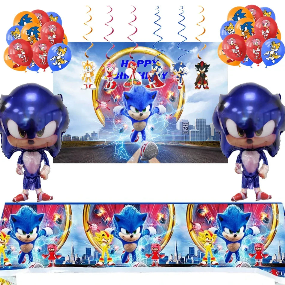 🔵 Sonic Children Birthday Party Decor Set - Vibrant Sonic Theme for Unforgettable Celebrations - Cyprus