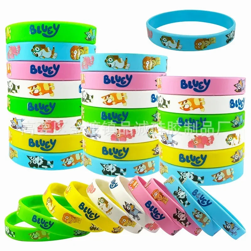 🔵 Cartoon Silicone Bracelet Bluey Family Animated Image Wristband Multi-color Cute Dog Pattern Soft Rubber Bracelet Children Gifts