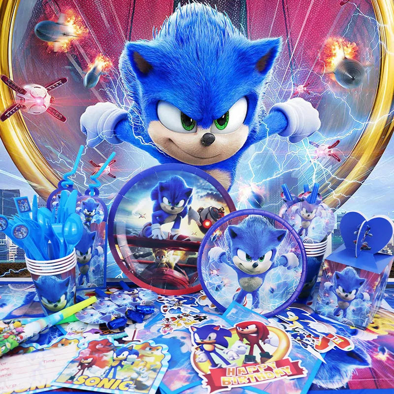 Sonic Birthday Party Decoration Set - Balloon & Tableware Supplies