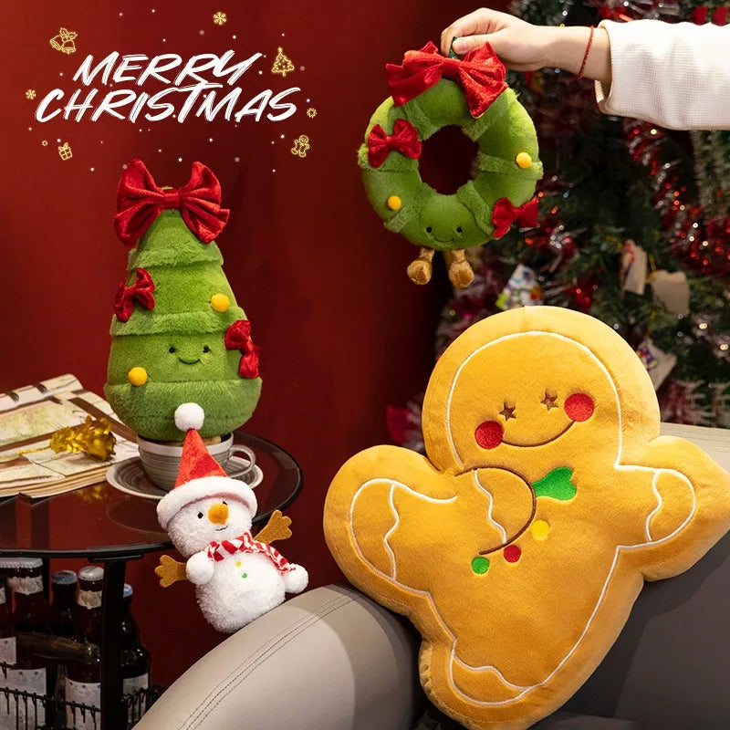 Noel Plushie Dekor Seti: Gingerbread, ren geyiği, kardan adam - Kıbrıs