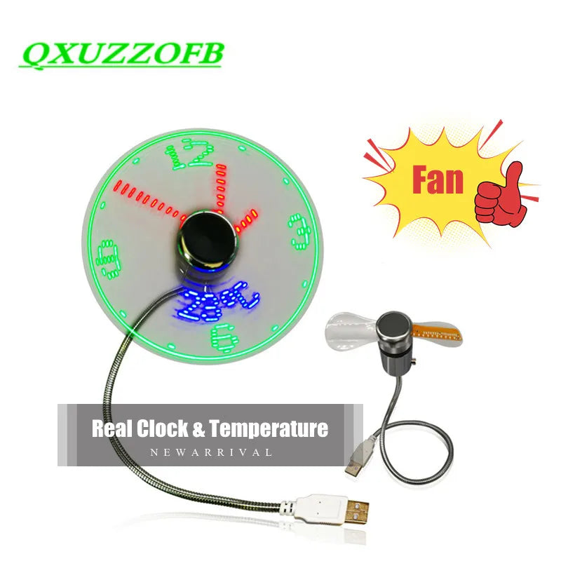 Zaman ve Sıcaklık Ekranlı Qxuzofb Mini USB Fan - Kıbrıs