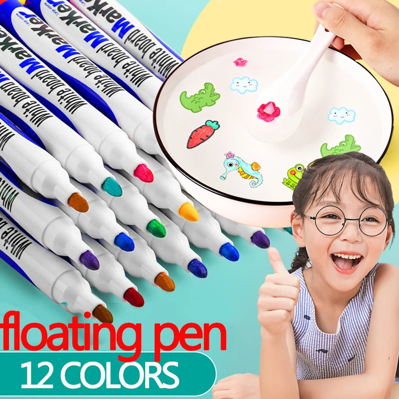 8/12 Farben Magisches Wasser schwimmender Schüler Malerei Pinsel Whiteboard Marker Stift Suspension Kinder Bildungsmalerei Stiftspielzeug