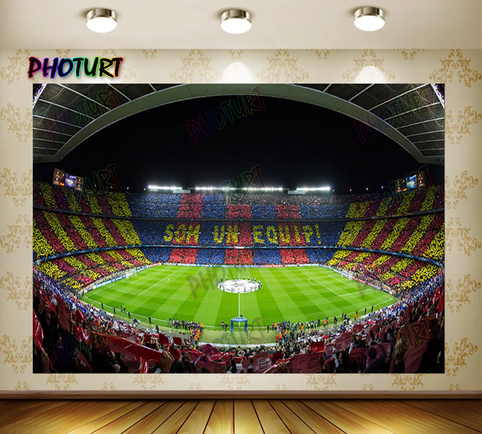 🔵 Barcelona Camp Nou Football Field Vinyl Photography Backdrop - Cyprus