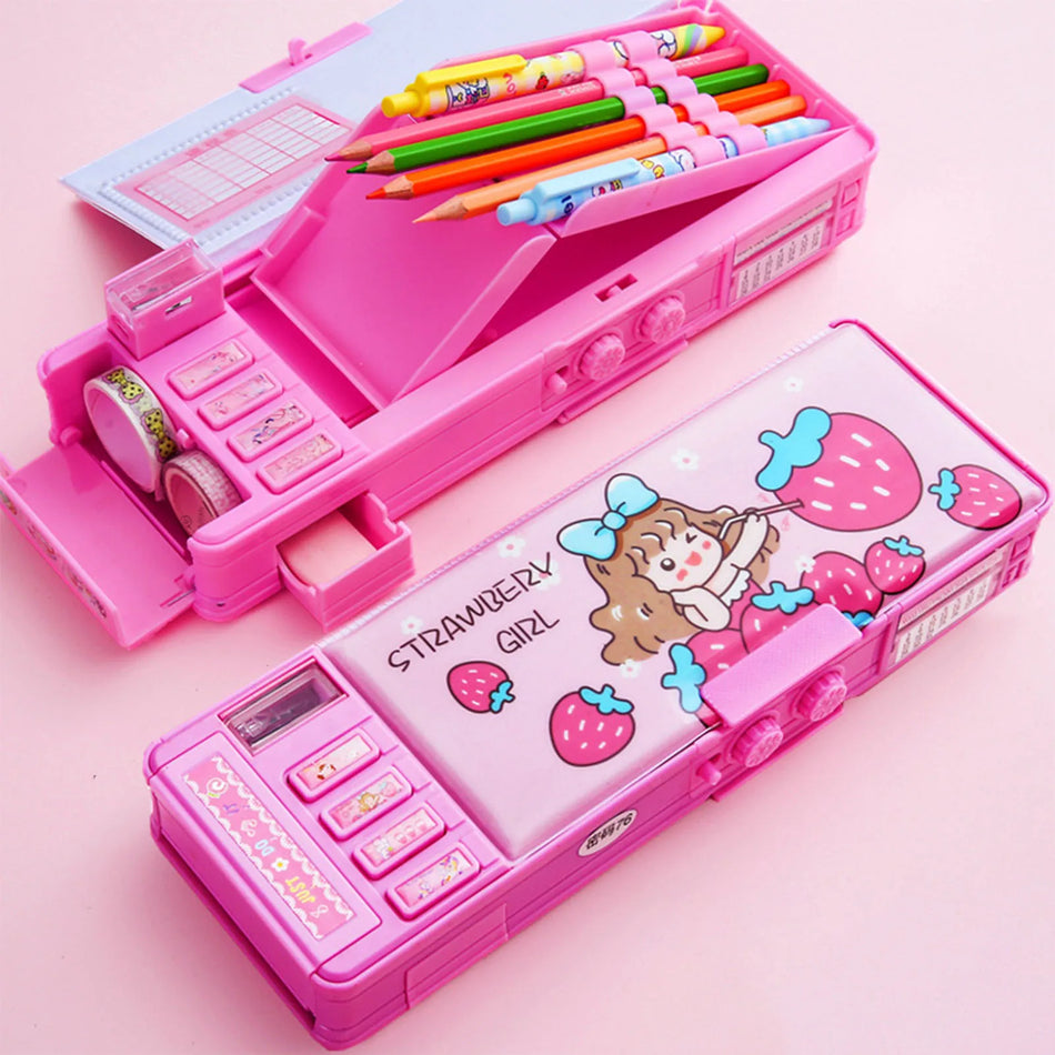 Large Capacity Multi-Functional Pencil Stationery Box with Combination Lock - Cyprus