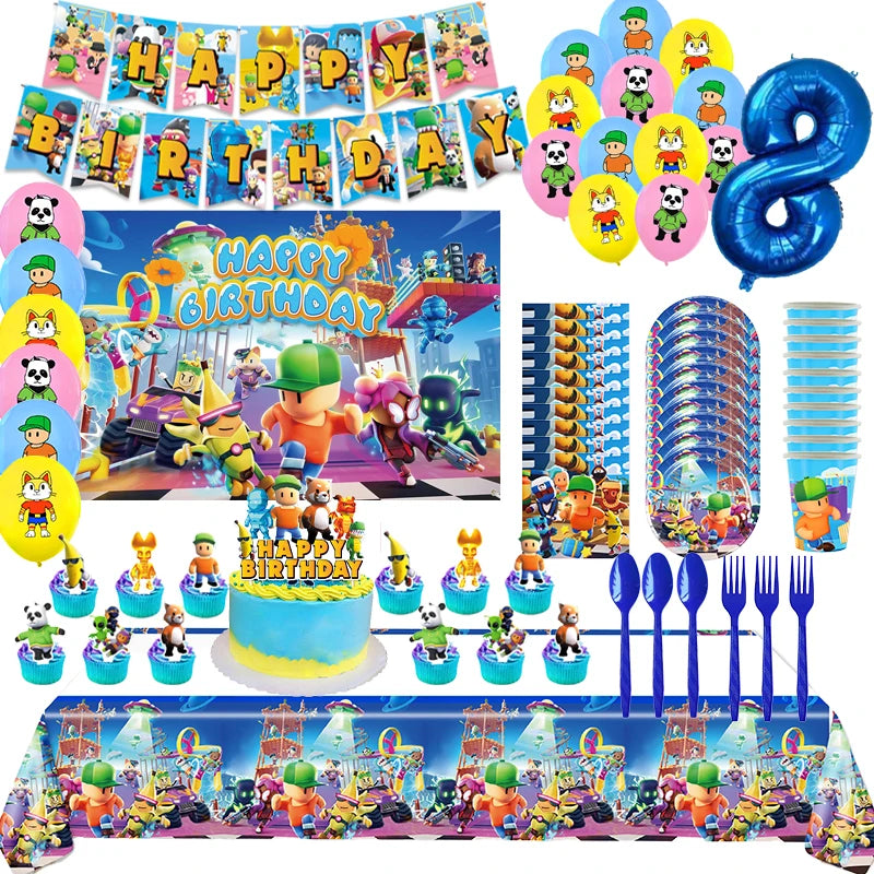 Stumble Guys Balloon Banner & Cake Topper Party Supplies - Кипр