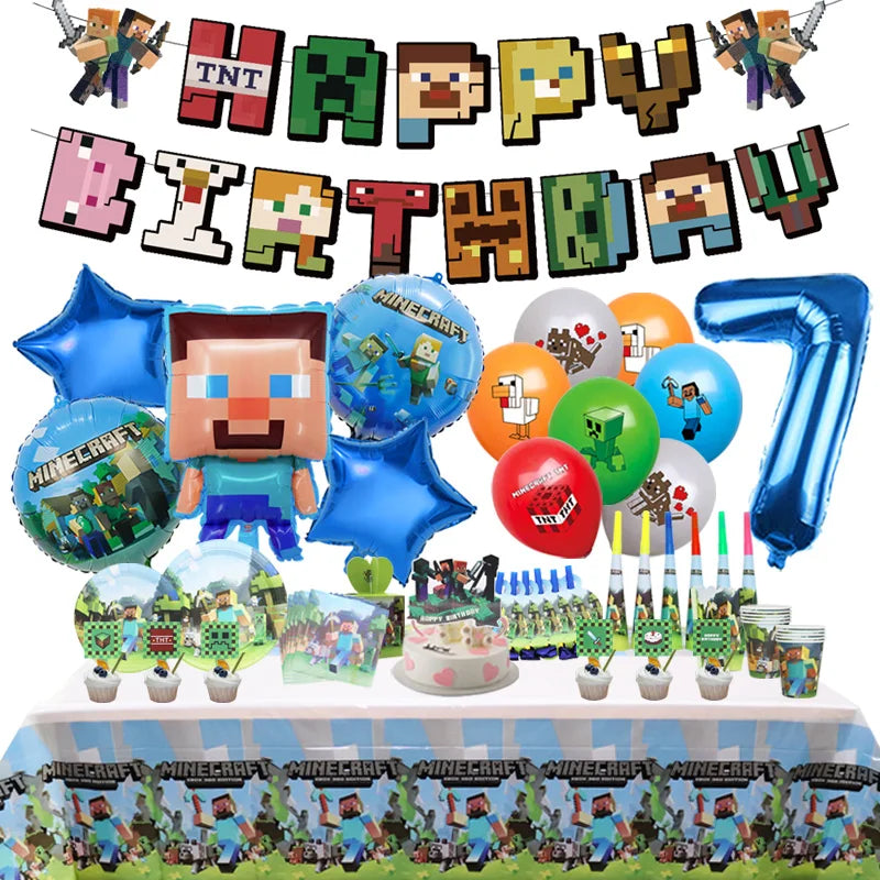 Steve Minecraft Birthday Party Decoration Balloon Set - Cyprus