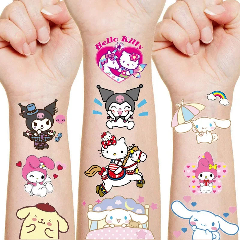 Kawaii Sanrio Tattoo Stickers for Kids' Birthday Party & Cosplay