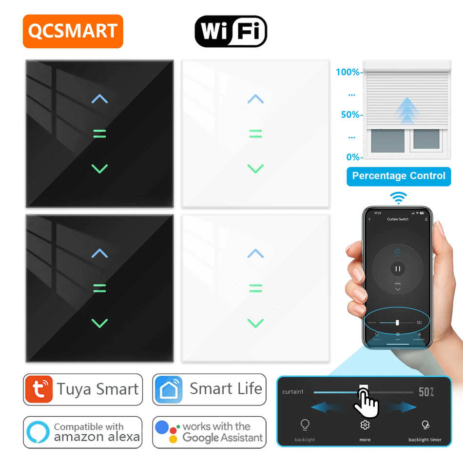 Interrupteur d'obturateur à rouleaux Smart Loratap avec contrôle vocal pour les rideaux automatiques