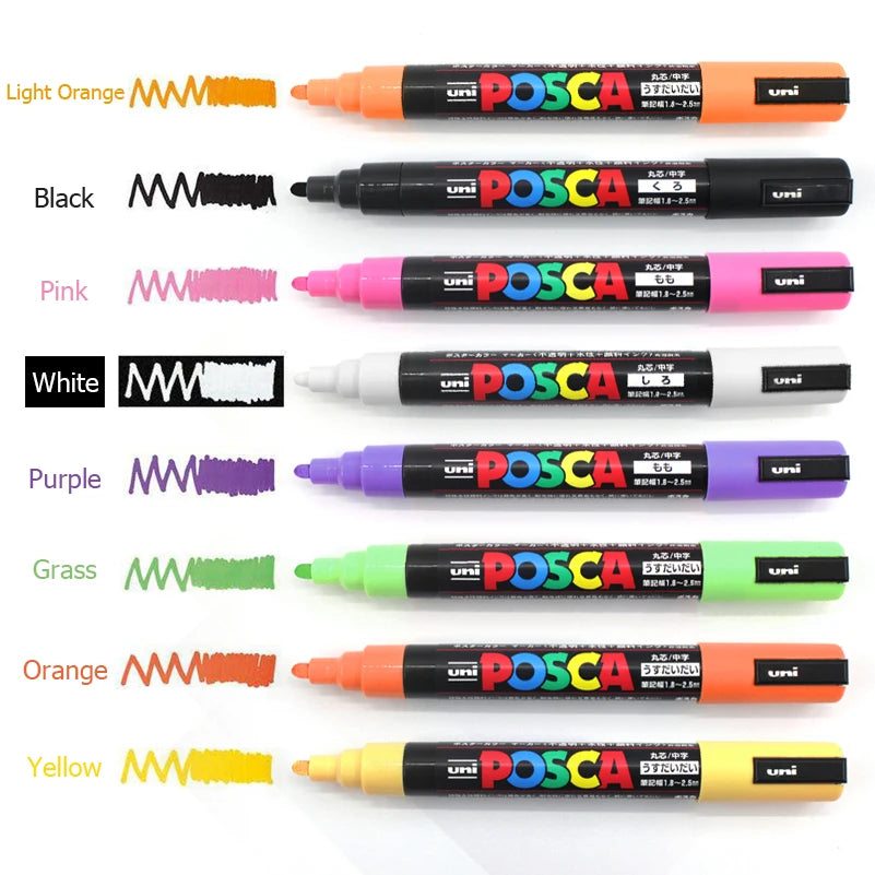 Uni posca pc-3m 0.9-1.3mm δείκτης χρωμάτων γκράφιτι με βάση το νερό χρωματισμένο δείκτη μόνιμους δείκτες χρωμάτων