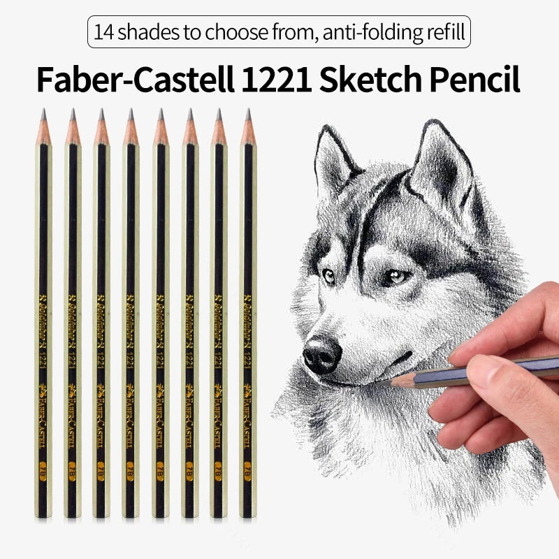 Faber Castell 1221 10Pcs Wooden Sketch Pencil Set - Professional Drawing Writing Sketch Pencils Art Painting Stationery - Cyprus