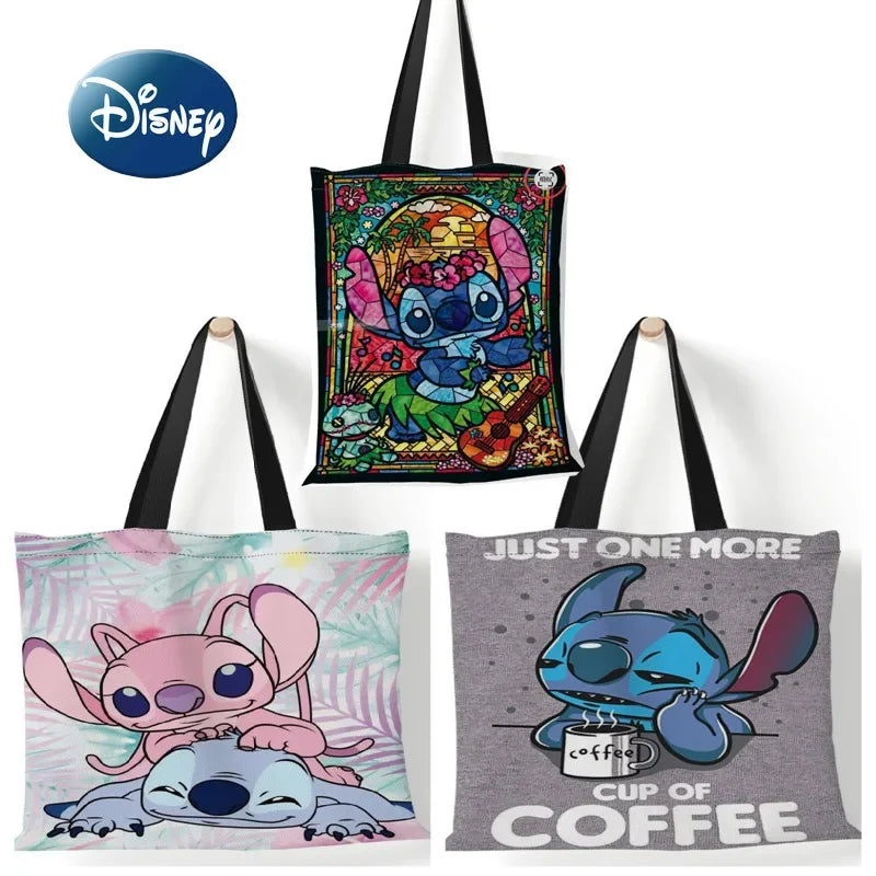 Stitch Large Capacity Tote Bag - Stylish Anime Canvas Handbag for Girls - Cyprus