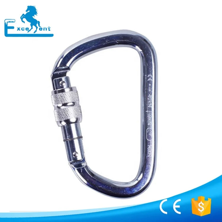 Mountain Climbing 40KN Carabiner with Steel Locking Gate