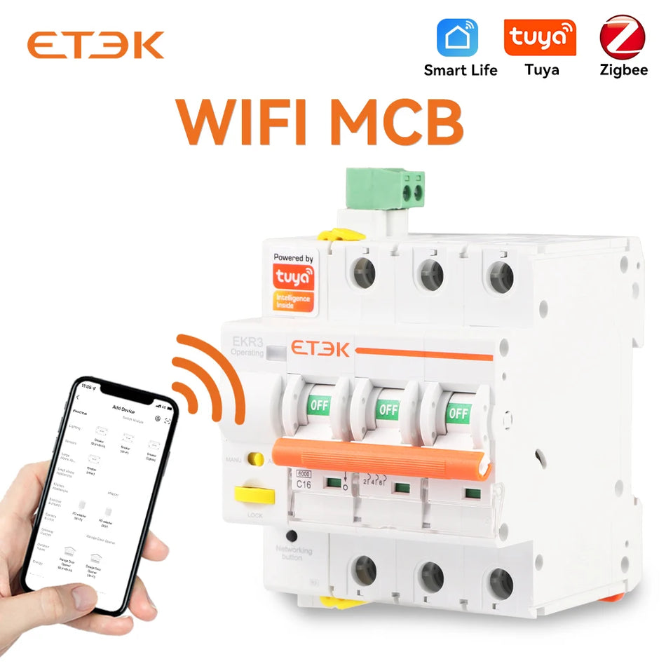 قاطع الدائرة الذكية ETEK EKR3 WiFi مع التحكم في الوقت المناسب وحماية الدائرة القصيرة