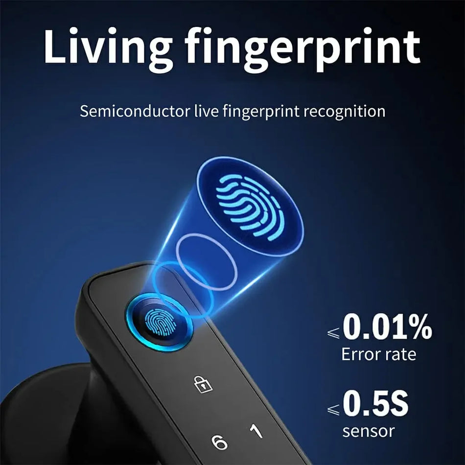 With Tuya Biometric Fingerprint Smart Door Lock Electronic Digital Lock  Password Fingerprint Keyless Security Door Handle Home