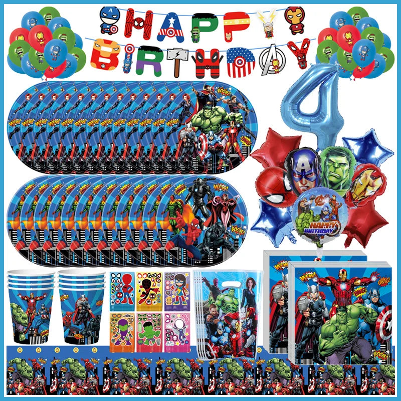🔵 Поставки на день рождения Мстителях - украшения, тарелки, салфетки, чашки, воздушные шары - Кипр