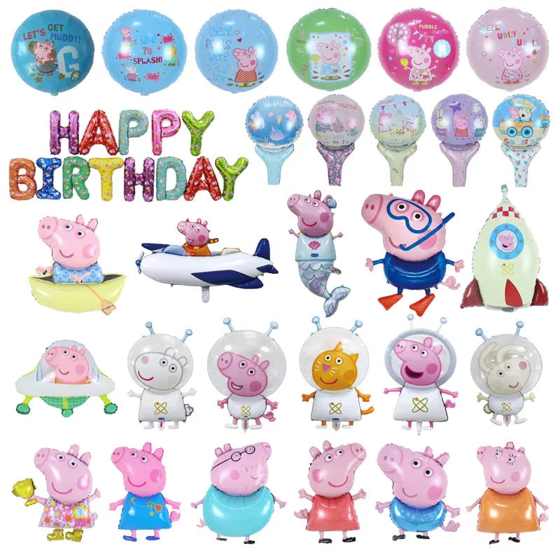 🔵 Bebek Duşları ve Doğum Günü için Orijinal Peppa Pig Party Folon Balonu - Kıbrıs