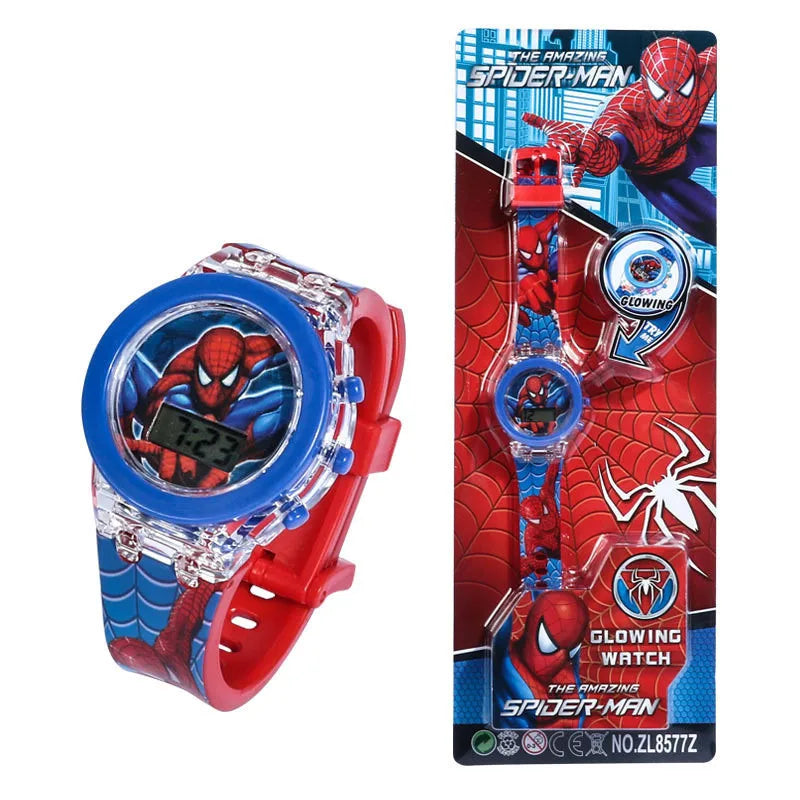 🔵 Disney Spiderman Anime фигура Toys Watch Avengers Frozen Mickey Figure Toys Watch Boys Kids Cartionds подарок для детей