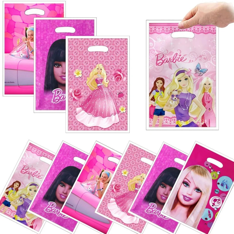 🔵 Barbie Doğum Günü Partisi Süslemeleri Pembe Prenses Tema Şeker Yağma Çantası Hediye Çantası - Kıbrıs