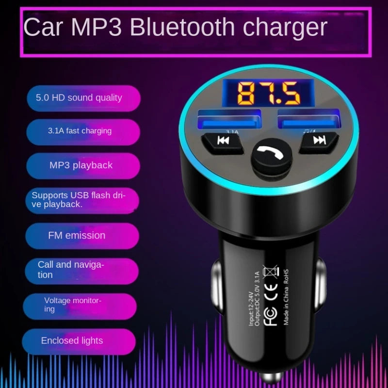 Neuer Stil 3.1a Dual USB Car MP3 Player Auto FM Bluetooth -Empfänger QC3.0 Zigarette Leichter schneller Ladewagen Ladegerät Power Adapter