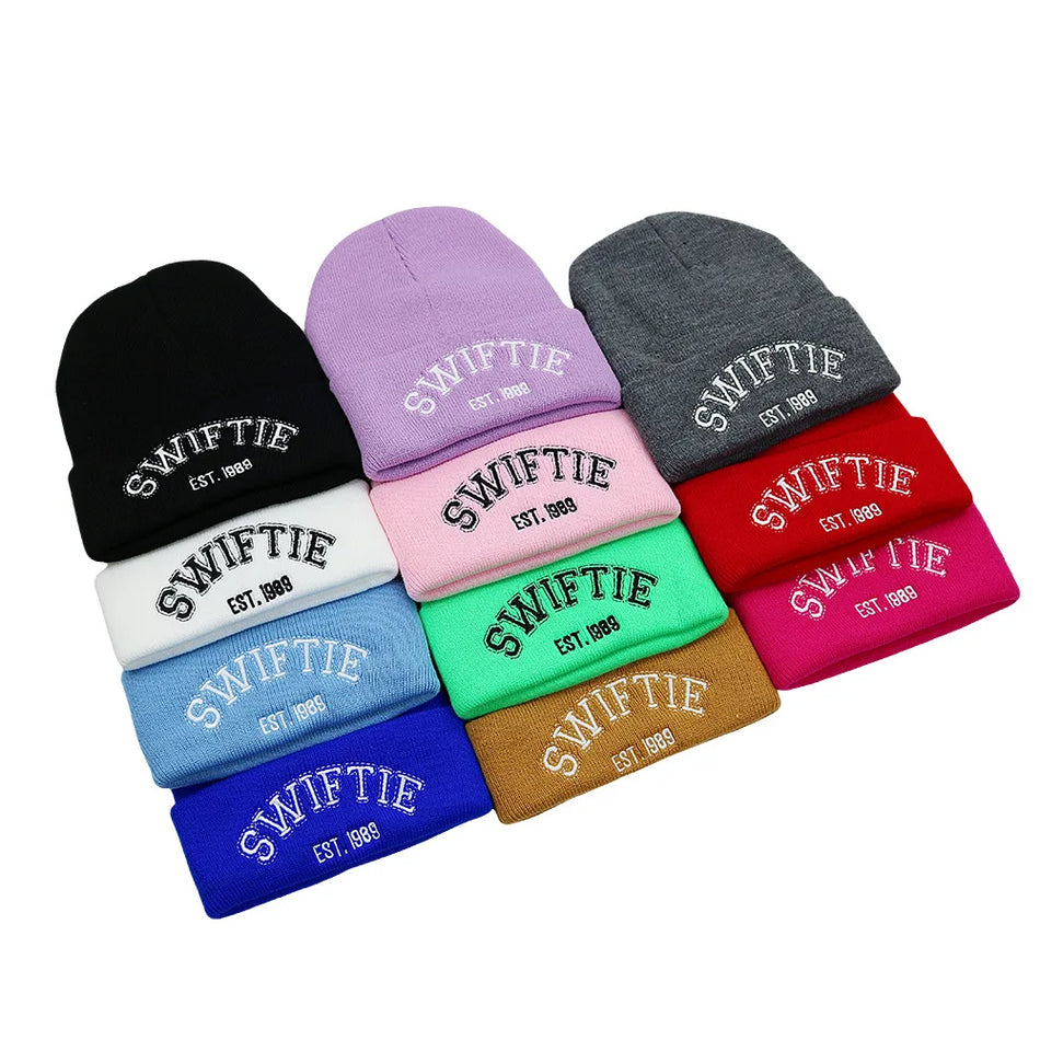 Gorro Unisex Bordado SWIFTIE 1989 - Sombrero de Punto Acrílico a Prueba de Viento 