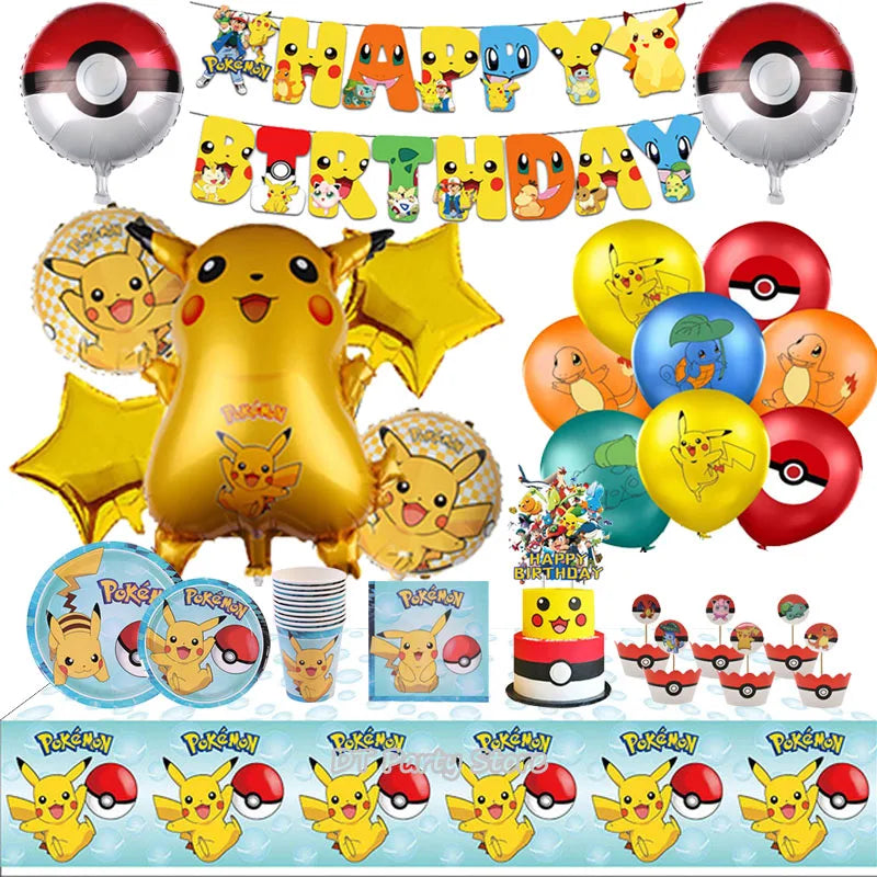 🔵 Pokemon Pikachu Party Supplies Set - Complete Decorations Kit for Kids Birthday Party - Cyprus