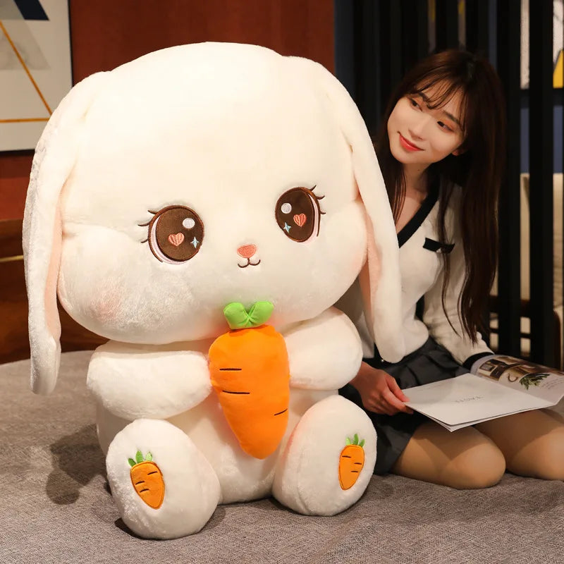 Kawaii 80cm lapin en peluche - poupée animale en peluche douce