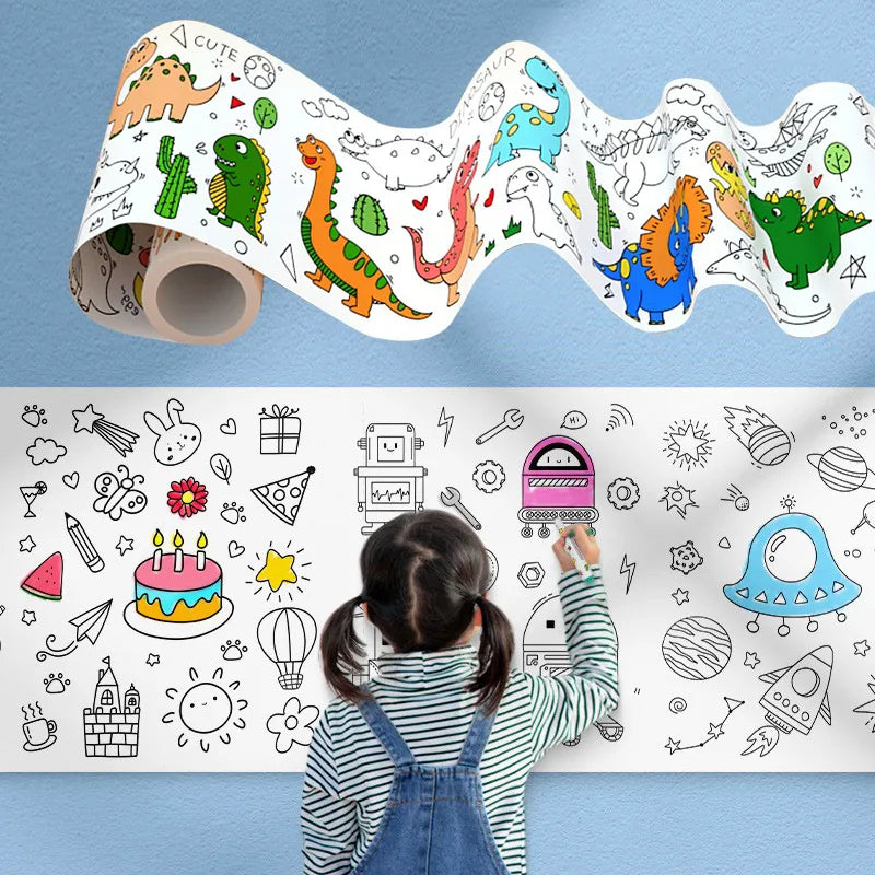 Kinder Zeichnen Rollen DIY Klebrige Farbfüllung Papier Malvorlagen Papier Rolle für Kinder DIY Malmalerei Zeichnen Sie frühe Bildungsspielzeuge