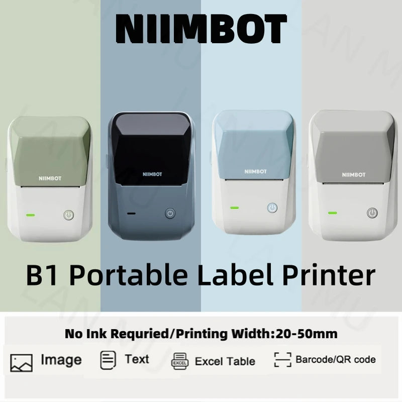 Niimbot B1 Etikettendrucker Tragbarer Handheld -Thermie Drucker Mini Barcode QR Code Aufkleber Papierfarben Farbrollen Maker Kabel