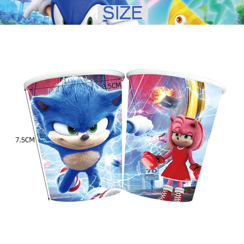 🔵 Sonic Party Malzemeleri Erkek Doğum Günü Sofra Takımı Set Kağıt Tabak Kupası Peçeteleri Hediye Çantaları - Kıbrıs