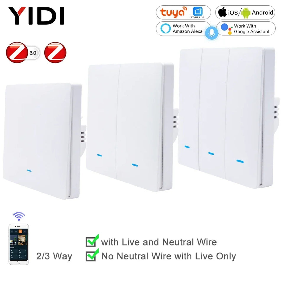 Tuya Smart Life Remote Light Switch Zigbee Pusher Push Button Switches Wall House Wireless Multi Control Alexa Google Home Voice