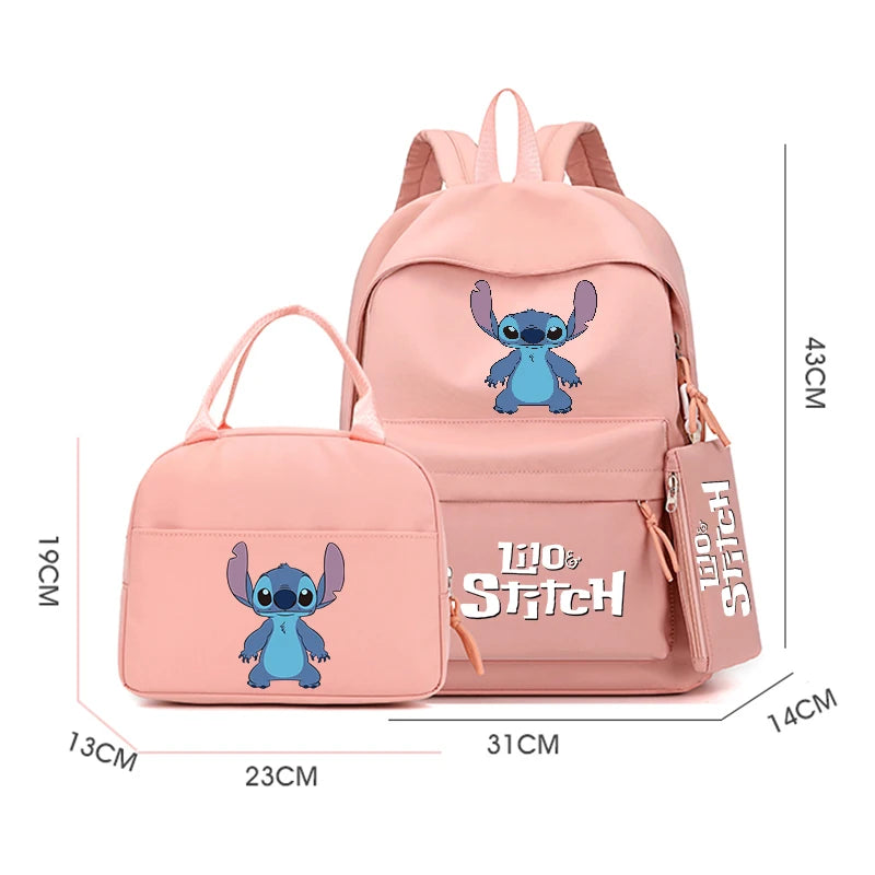 3Pcs/set Disney Lilo Stitch Backpack for Boy Girl Teenager Student Back To School Schoolbag Lunch Bag Women lovely Rucksack Gift