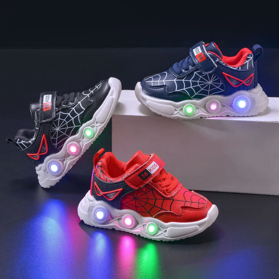 Disney Spiderman LED Light Sneakers for Boys – Breathable Casual Shoes