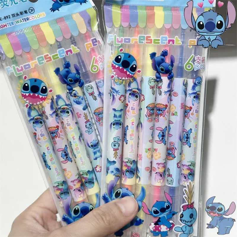 Stitch 6pcs Double Ended Highlighter Set for Kids - Cyprus