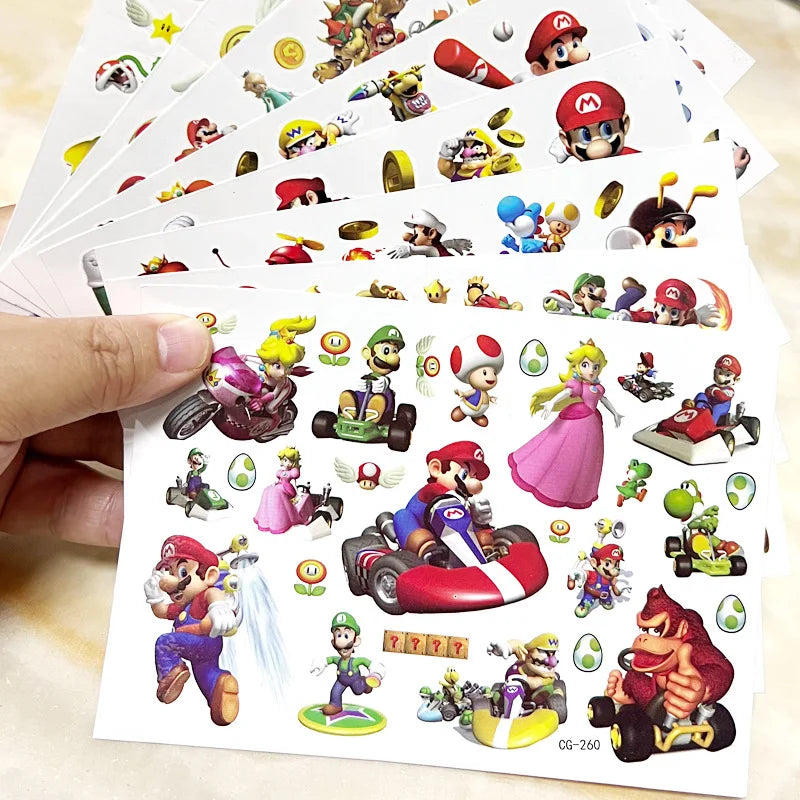 🔵 Super Mario Bros Tattoo Stickers Kawaii Anime Figure Toys - Cyprus