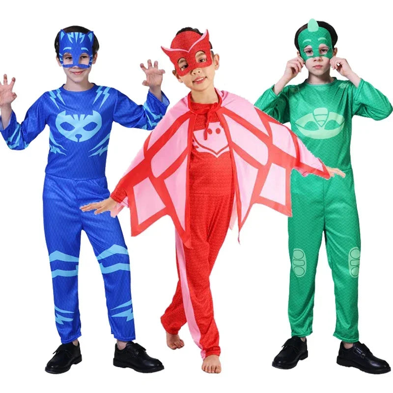 Night Hero Jumpsuits Cosplay Costume with Mask for Kids Halloween Carnival - Cyprus