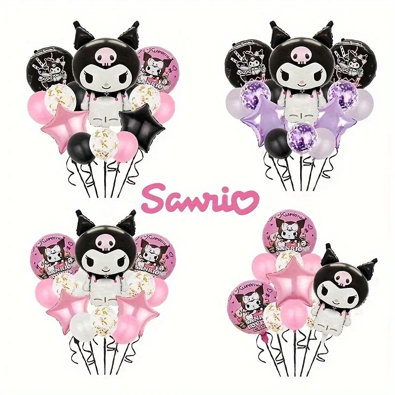 14pcs Kawaii Kuromi Folienballons zur Geburtstagsfeierdekoration